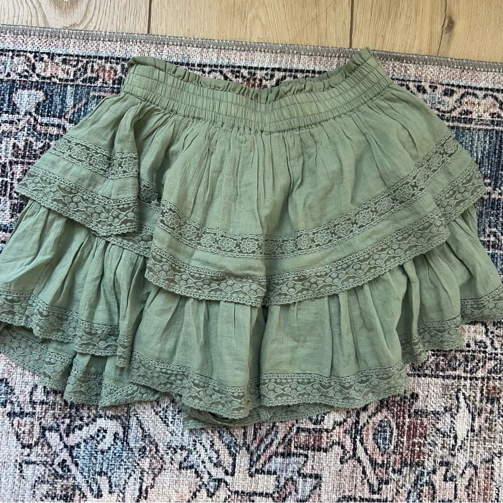 American Eagle Green Ruffle Tiered Boho Skort Size XS